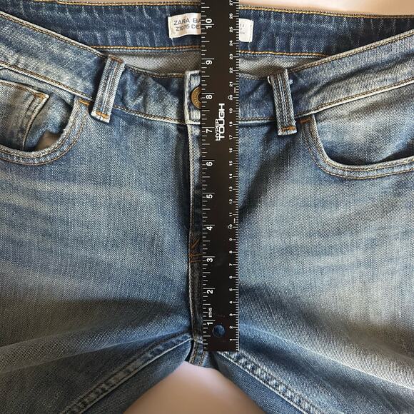 ZARA Basic Z1975 Denim Women's Rolled up embellished distressed Jeans Size US 8 - Picture 10 of 13